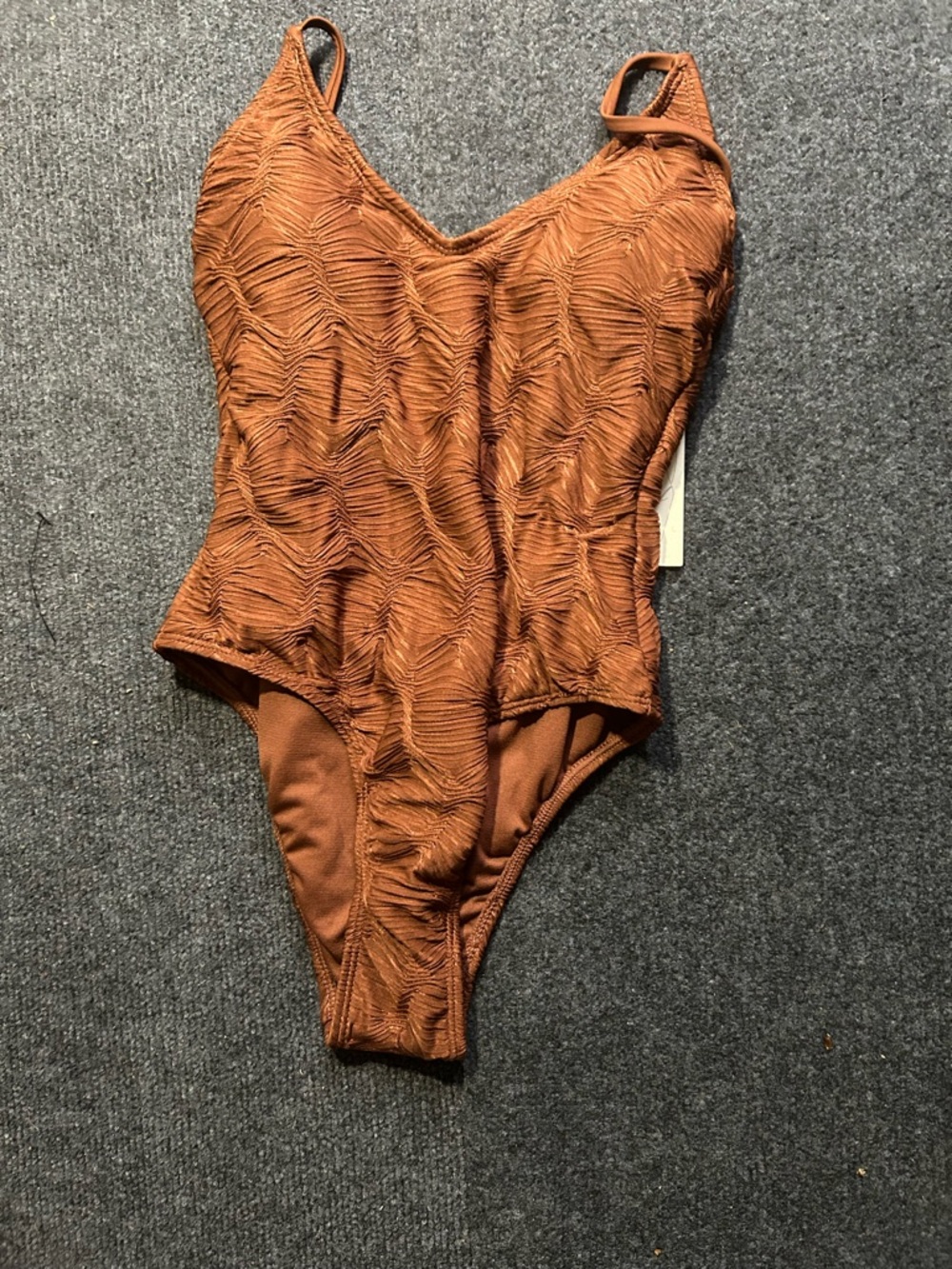 Textured One-Piece Swimsuit in Rust
